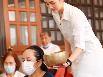 กิจกรรมเมื่อวันที่ 1 เมษายน 2566 ธรรมบรรยาย หัวข้อ "ร้อนนอก เย็นใน ใจสงบ"